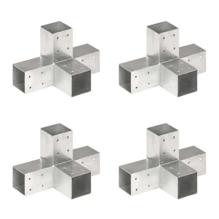 VidaXL Connecteurs de poteau 4 pcs Forme en X Métal galvanisé 71x71 mm