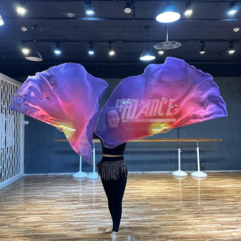2 Pcs Belly Dance Fan Colorful
