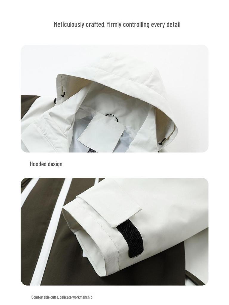 New Women's Windproof Waterproof Hooded Jacket for Mountaineering - Breathable, Wear-Resistant, and Loose-Fit 