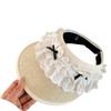 Elegant Lace Bow Wide Brim Sun Protection Hat For Women Adjustable Summer Accessory