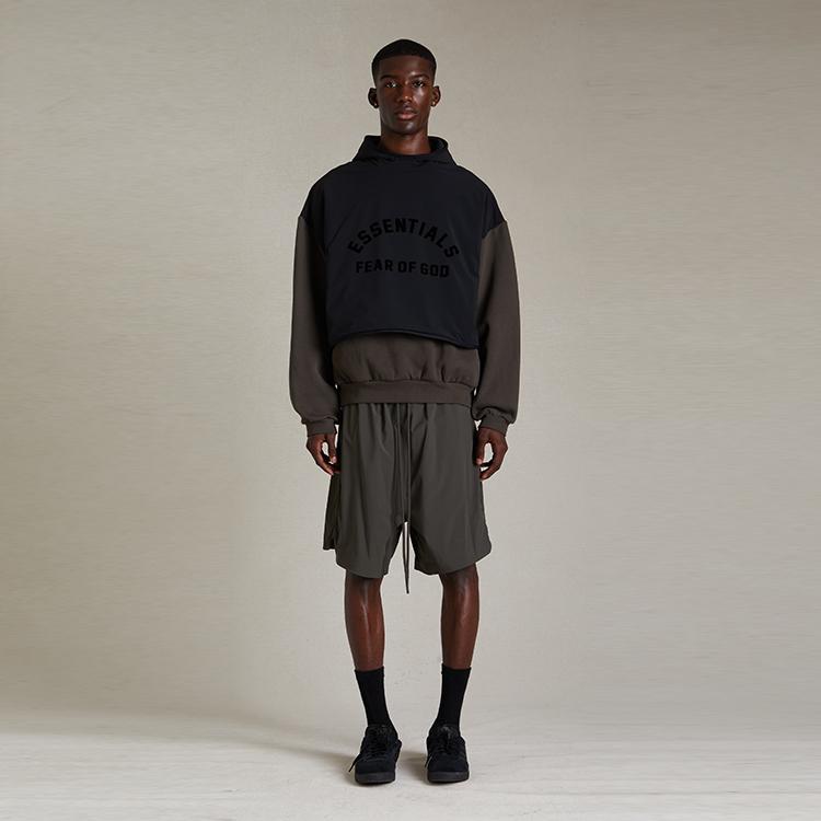 Fear of God Essentials Nylon Fleece Hooded Sweater Ink/Jet Black Men Tops 202SP244320F