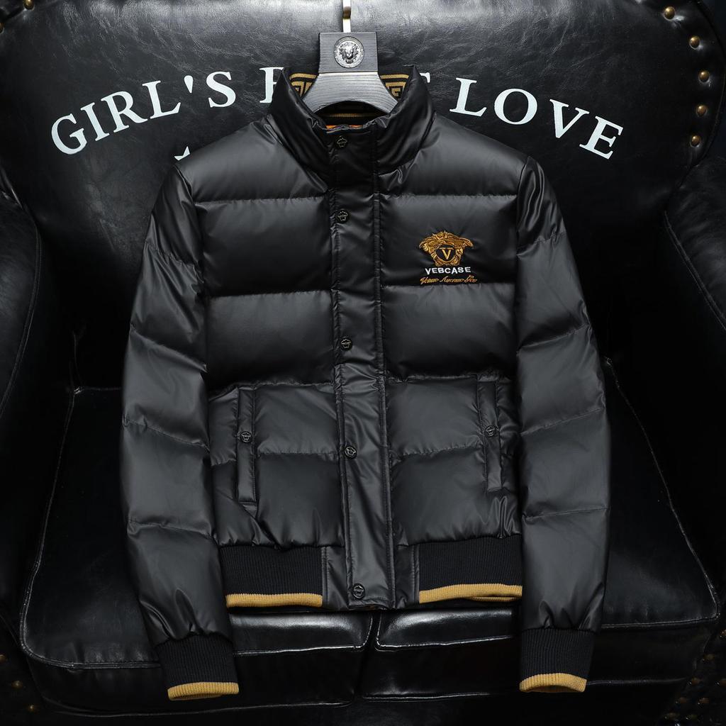2025 European Winter Embroidered Stand Collar Men's Down Jacket: Casual Fashion for Youth