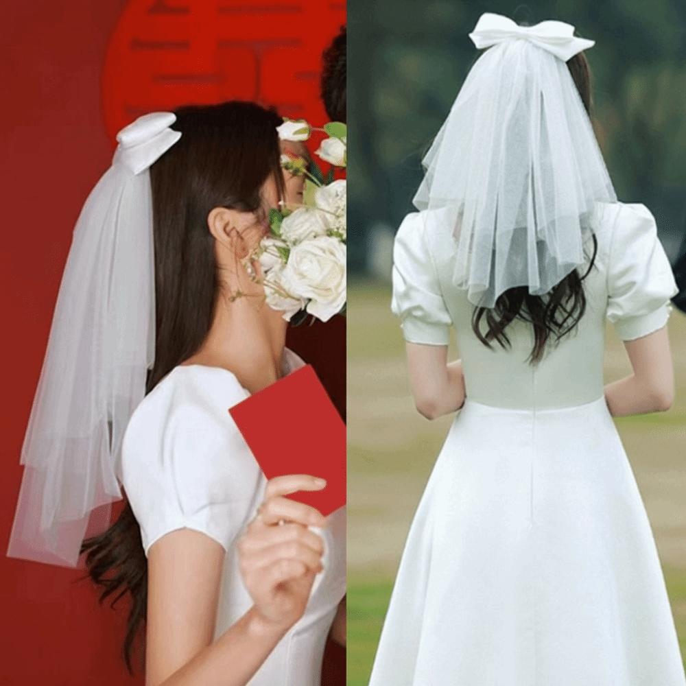 Flower Marry Veil Pearl Wedding Gauze Sweet Bride Head Gauze Girl