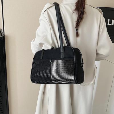 2025 Retro Rhinestone Women’s Tote: Large Capacity Autumn/Winter Shoulder Bag for Work & Commute