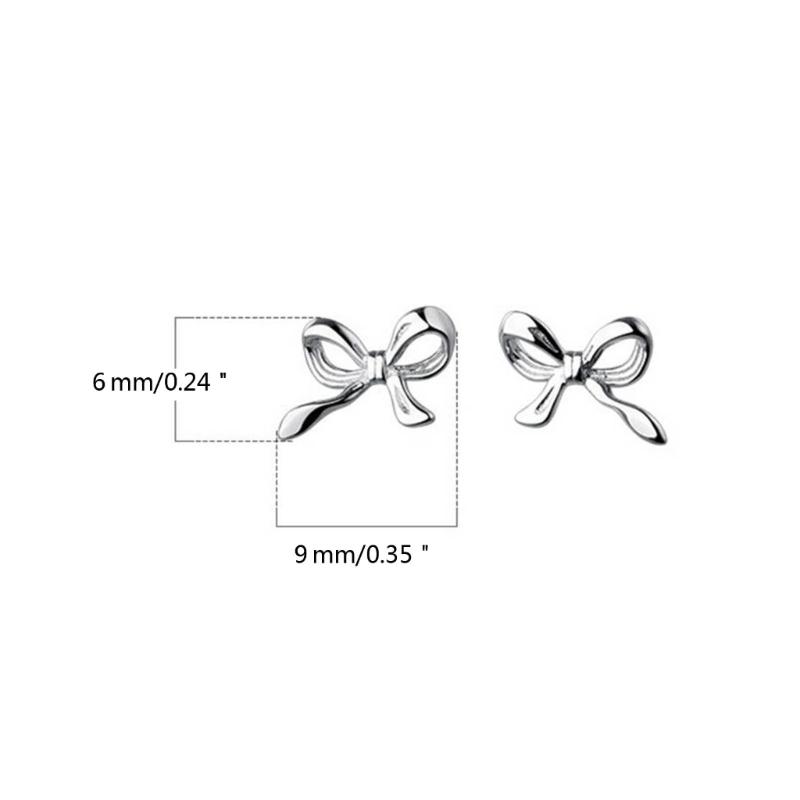 Bowknot Stud Earrings for Women Fashion Jewelry Mini Ear Studs Silver Color Stud