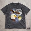 Three Eagles Retro Graphic T-shirts, Vintage Bald Eagle Moon Tshirt, Eagle Lovers, Funny Eagle Tee, Oversized Washed Tee, Silly Gift, Eagle