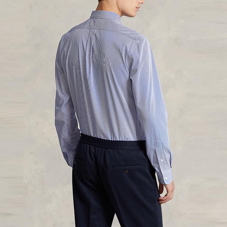 Polo Ralph Lauren FW22 Striped Casual Slim Fit Long Sleeve Shirt Men Shirts Blue MNPOWOV16822117-400