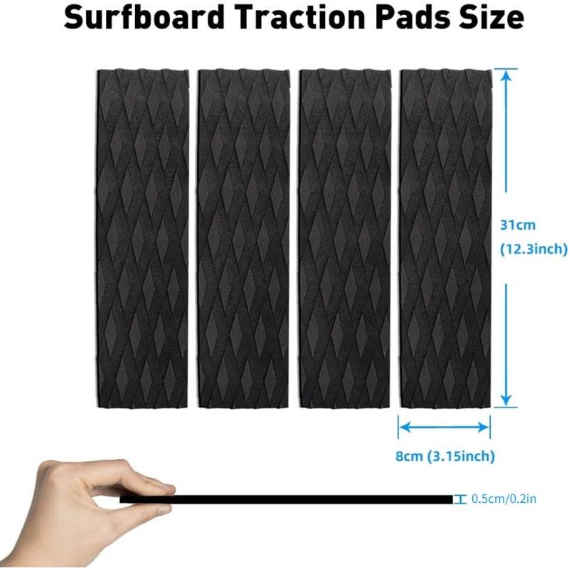4 Stück Surfbrett Traktionspad Surfen Skimboard Deck Traktionspad Rutschfest Vorderes Heck-Pad für Skimboards, Shortboards