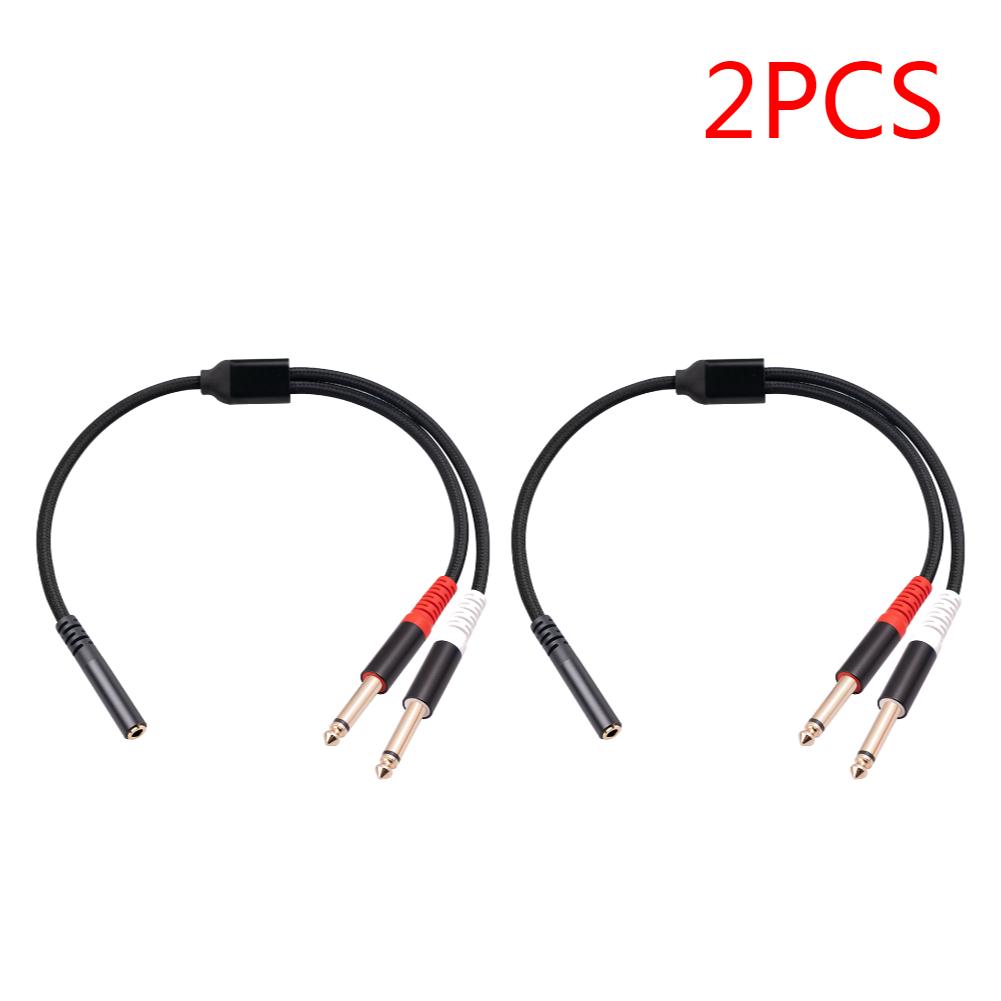 3.5mm to Dual 6.5mm Adapter Jack Audio Aux Cable Female to Male Double 6.35 1/4" Mono Jack to Stereo 1/8" 3.5mm Jack AUX Cord