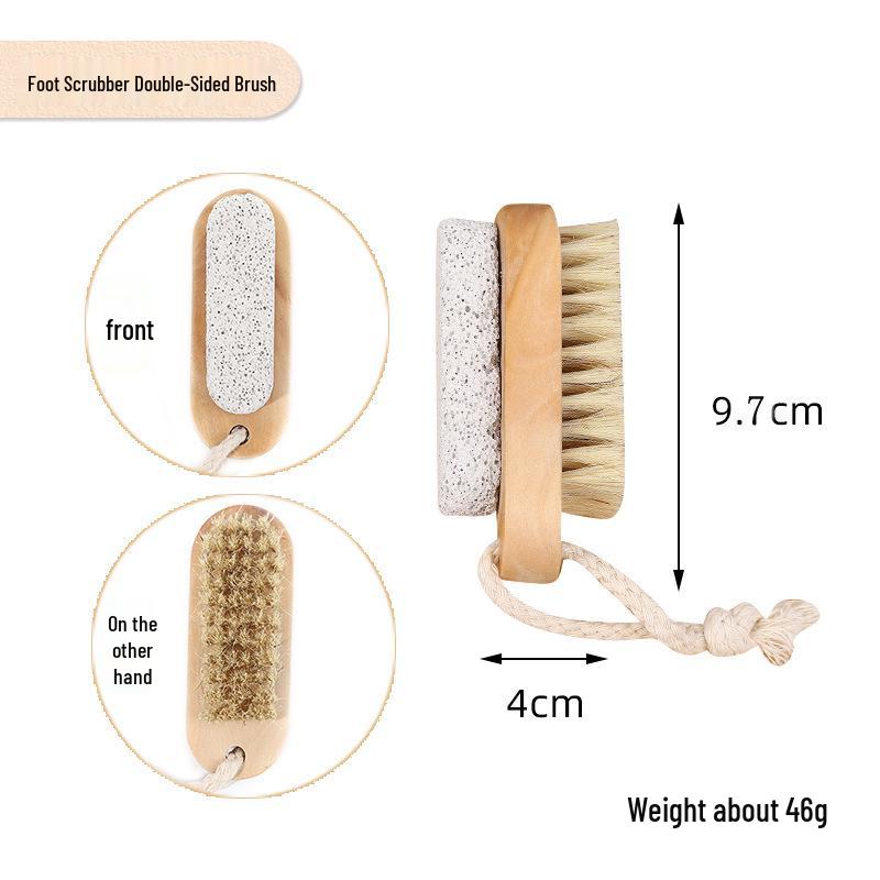 Lotus Wood Dual-sided Bath & Nail Brush with Boar Bristles and Foot Stone