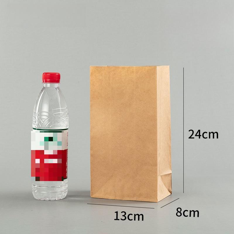 100pcs Oil Resistant Food Packaging Bag Brown Kraft Paper Coated Pockets Vegetables Fruits Bread Cookie Snack Food Toast Bread Takeaway Pouchs