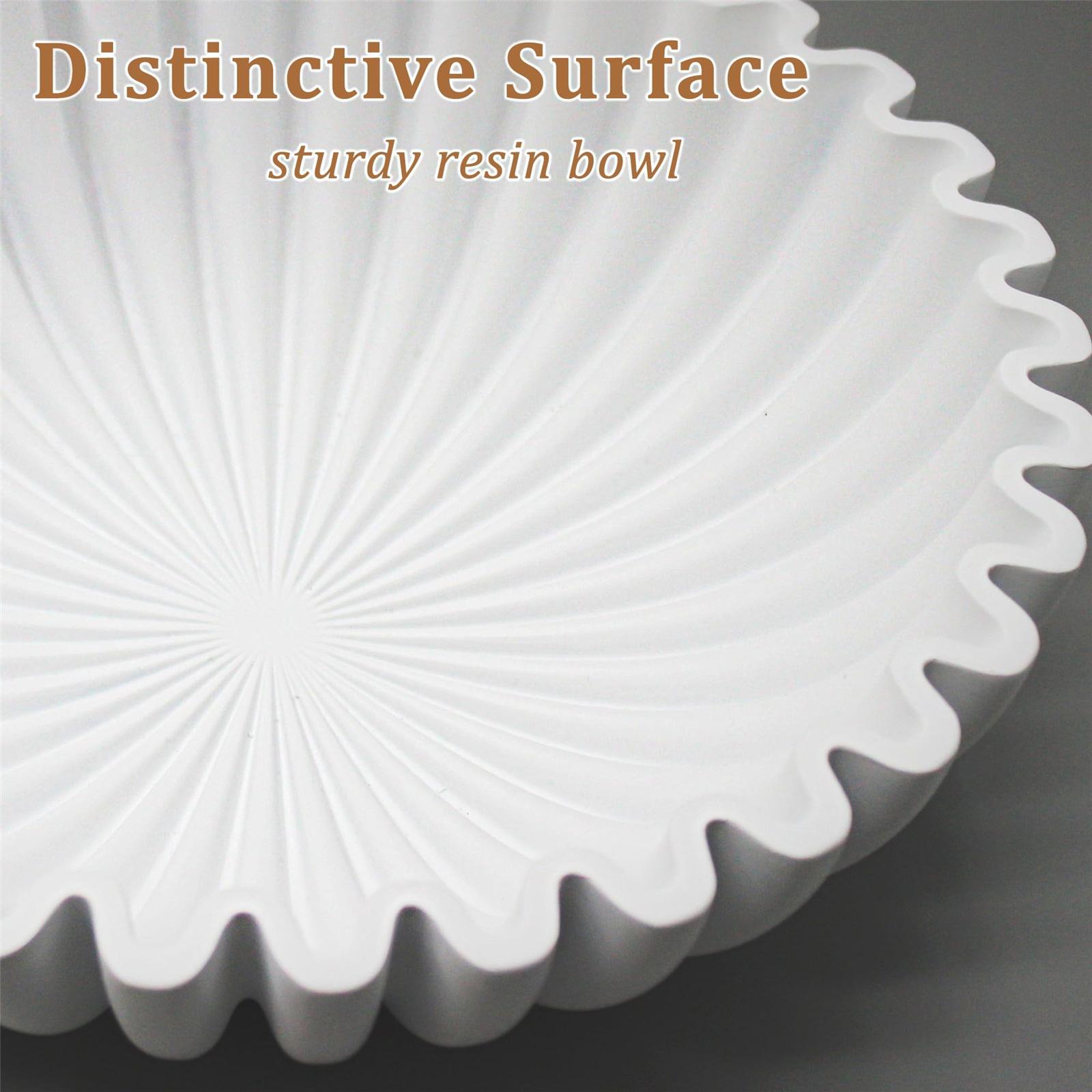Handicraft Decorative Bowl Ruffle Scalloped Bowls Modern Home Decors Fruit Bowl Decorative Fruit Bowl Stylish Key Bowl белый