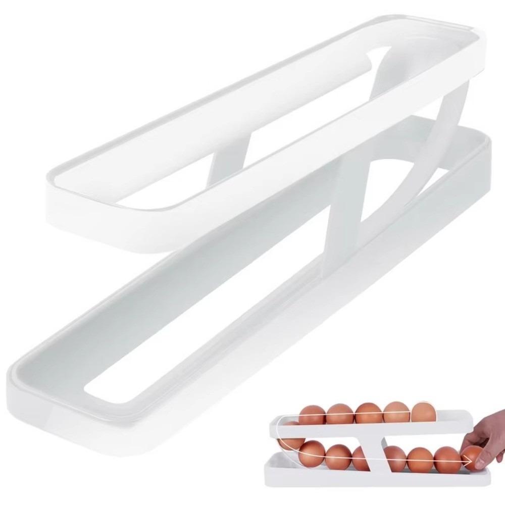 Rolldown Design Automatic Scrolling Egg Rack Double-layer Egg Basket Container  Kitchen Storage