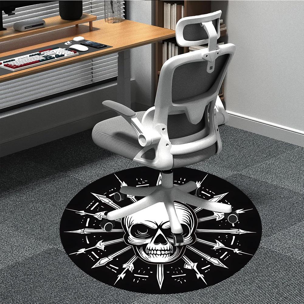 1pc Skull Arrows Office Round Area Rug, Under Office Chairs Bedroom Living Room Home Decor, Room Deco, Available in Various Sizes