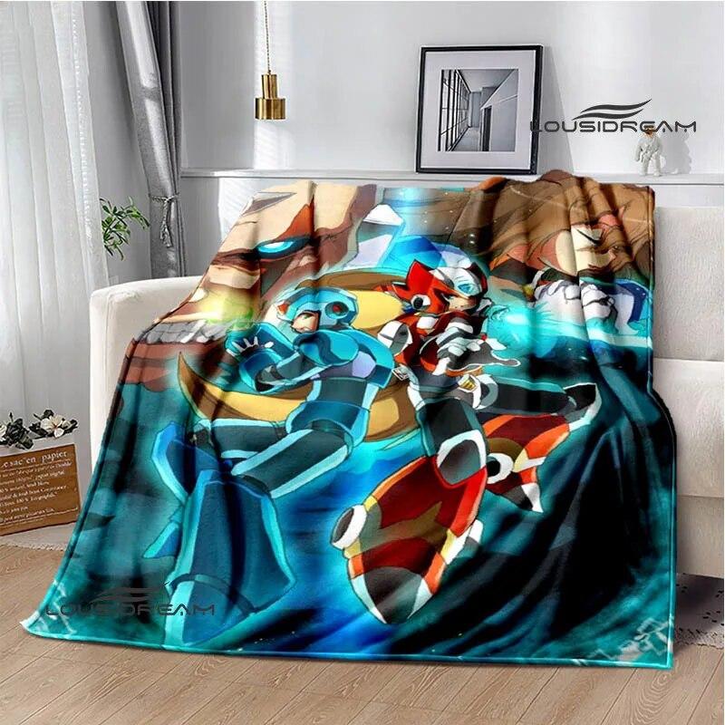 Rockman Game Cartoon Printed Blankets Warm Blanket Soft and Comfortable Home Travel Bed Blanket Picnic Blanket Birthday Gift