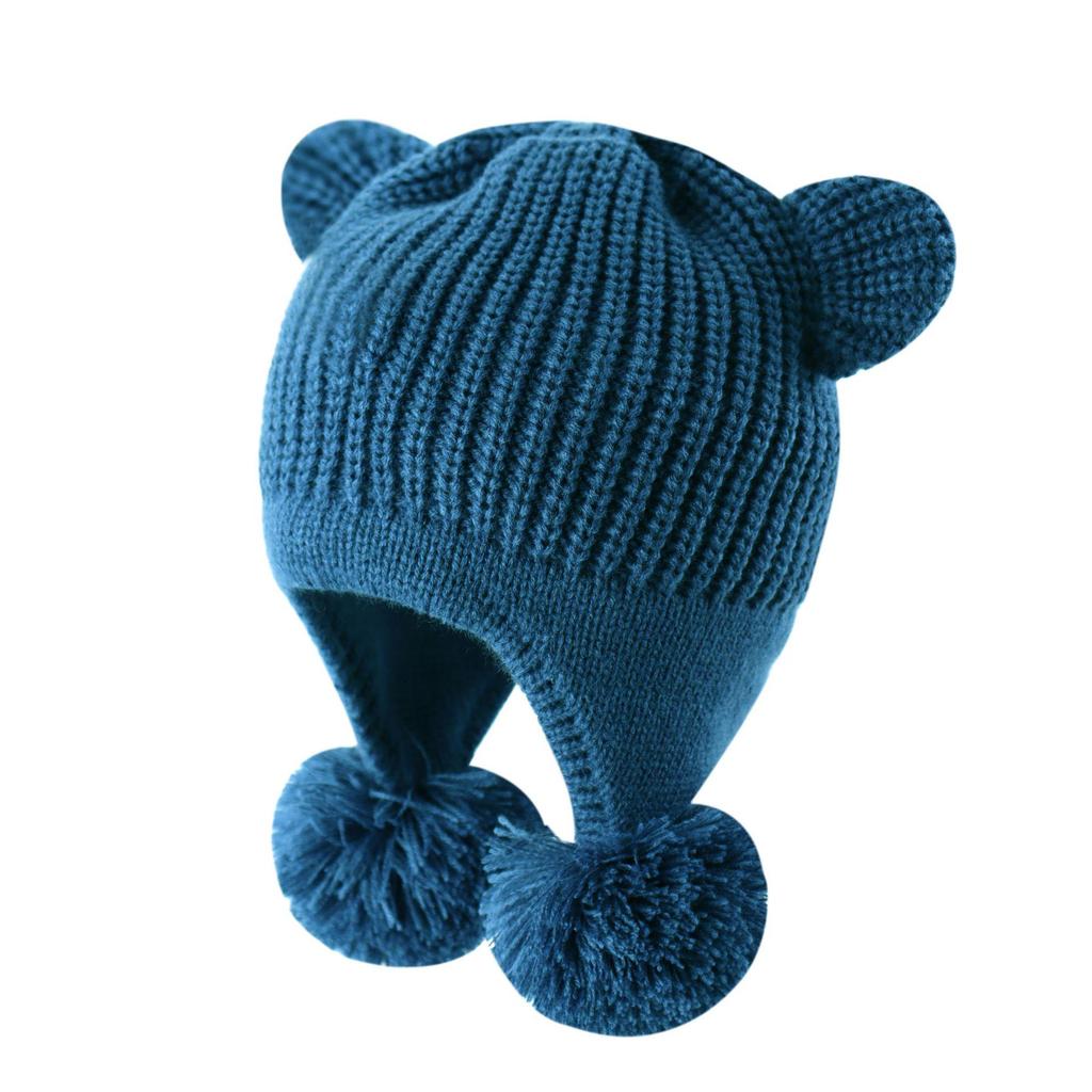 2023 Autumn Knitted Hat with Double Pom Pom Bear Ears - Cute, Cozy, and Windproof Ear Protection