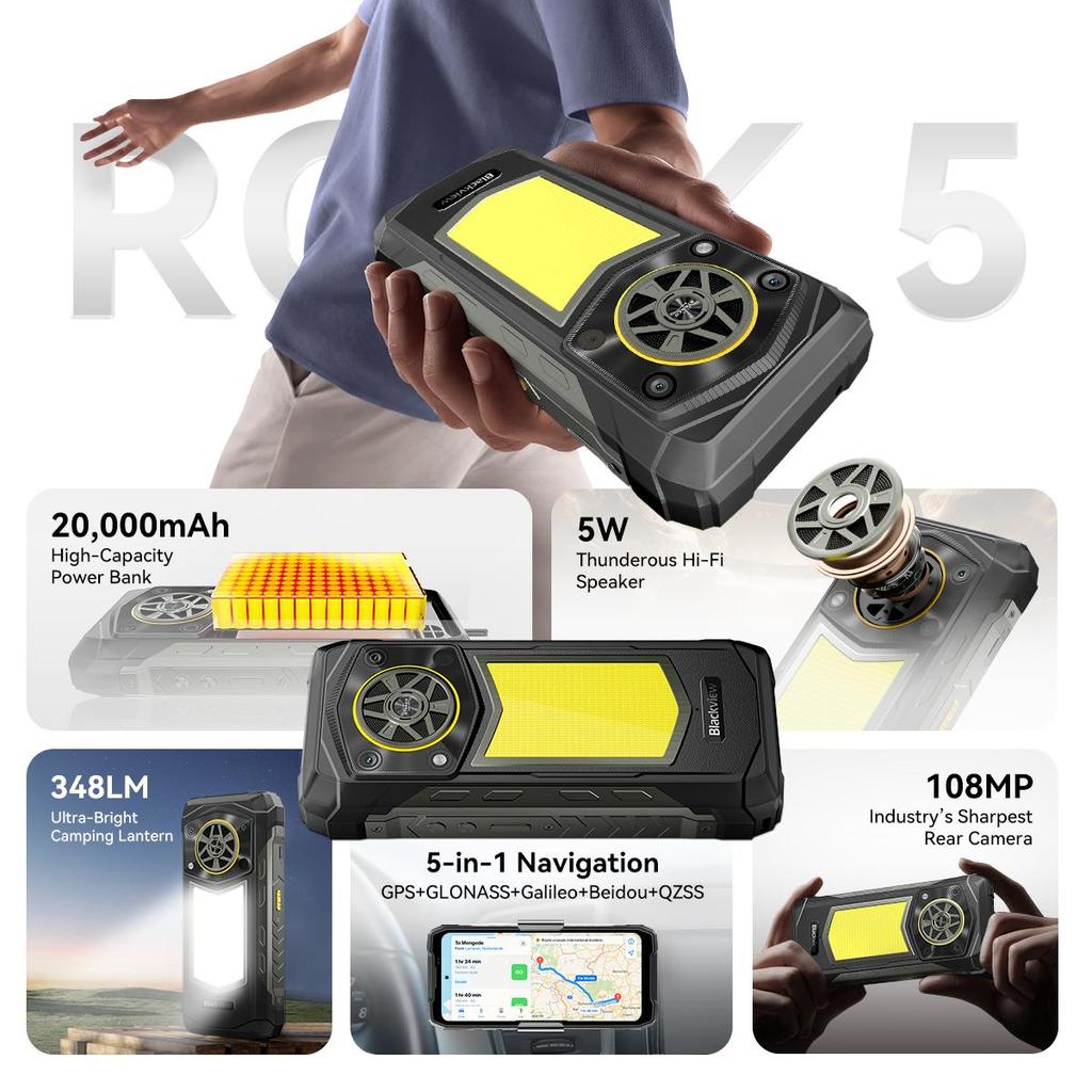 Blackview ROCK 5 Outdoor Smartphone 48GB+256GB 6,78" Android 16 Handy NFC 108MP Telephone