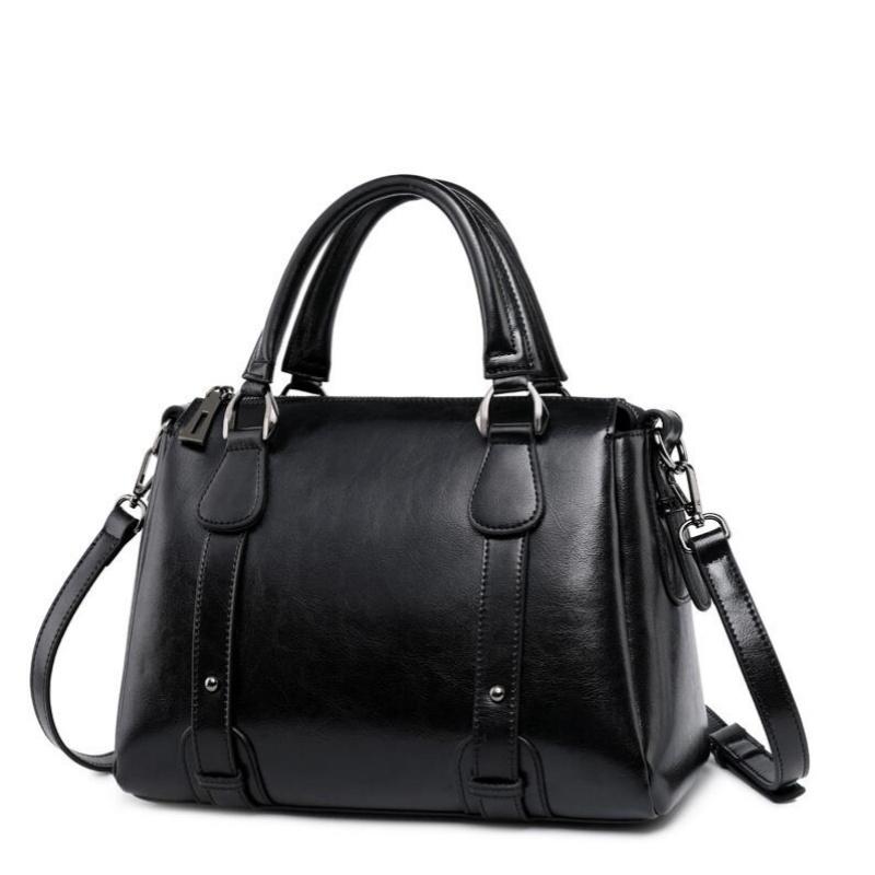 Echte leren dames schoudertas crossbody handtas met handvat, casual designer dames oliewas koeienhuid messenger tas