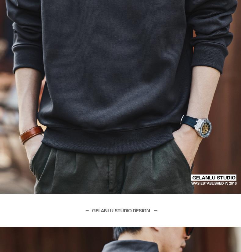 Ge Lan Lu Men's Retro Half-Zip Stand Collar Hoodie - Autumn/Winter Loose Casual Sports Jacket