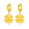 Korean Style Titanium Steel Clover Necklace and Earring Set for Women