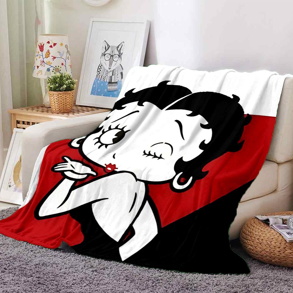 1pc Betty Boop Adventures Flannel Blanket,Ultra Soft Warm Plush Throw for Home Bedroom Bed Sofa Cover Camping Picnic gift Y72429