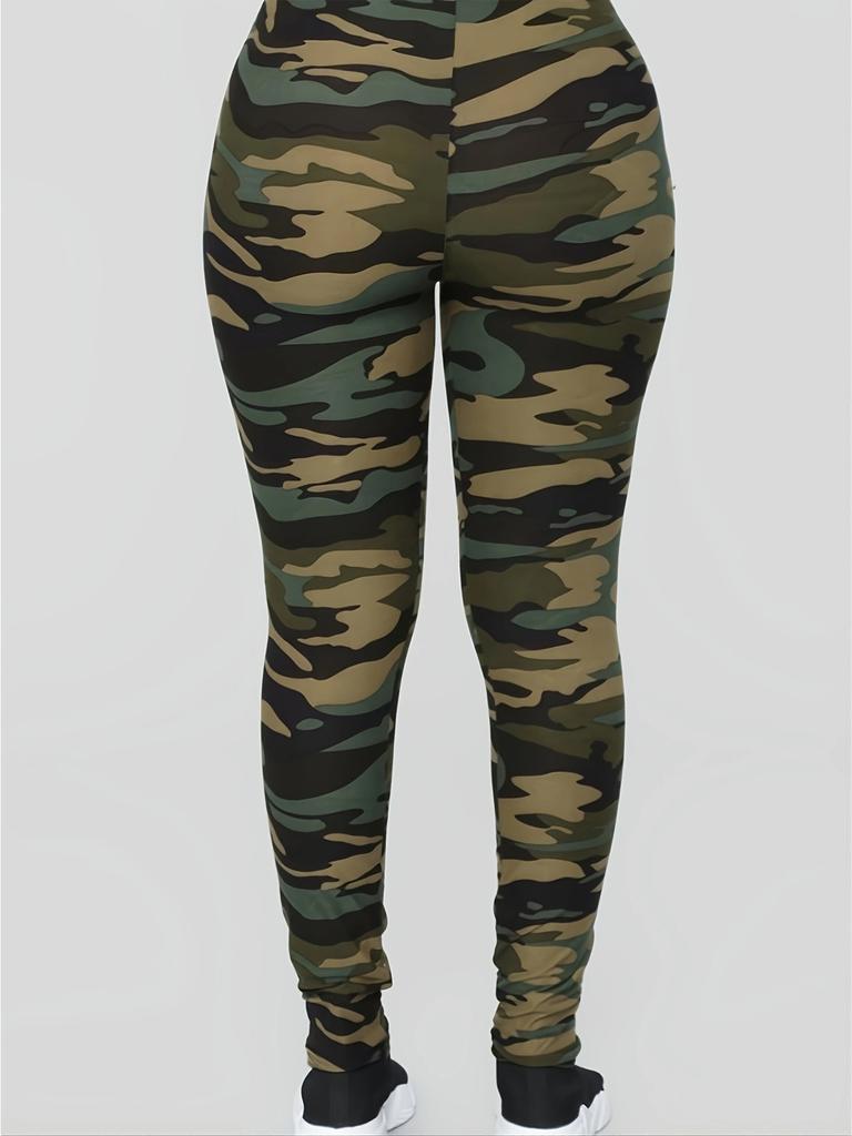 Spring and Fall Ladies Fashion Milk Silk Camouflage Printed Pants with Tight Leggings High Stretch Slim Nine-point Pants