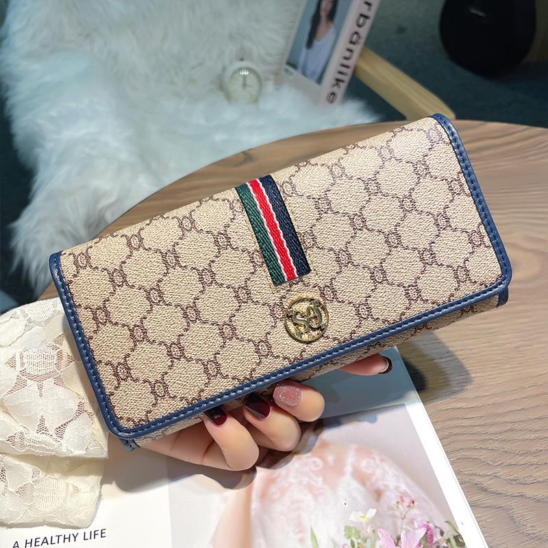 Echtes Leder Damen Geldbörsen Lange Geldbörse Triumphbogen Damen Geldbörse Mit Streifenband Hohe Kapazität Rindsleder Clutch