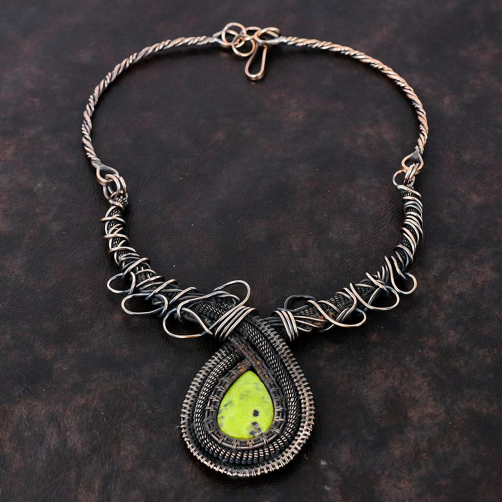 Stichtite Necklace Copper Wire Wrapped Necklace Stichtite Gemstone Jewelry Adjustable Necklace Handmade Copper Wire Jewelry Engagement Gift