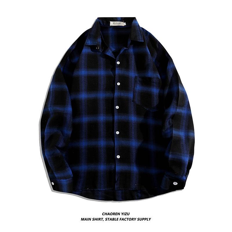 

Мужская рубашка в клетку с длинным рукавом: Куртка в корейском стиле весна/осень 2021 года — модная и красивая XXXL