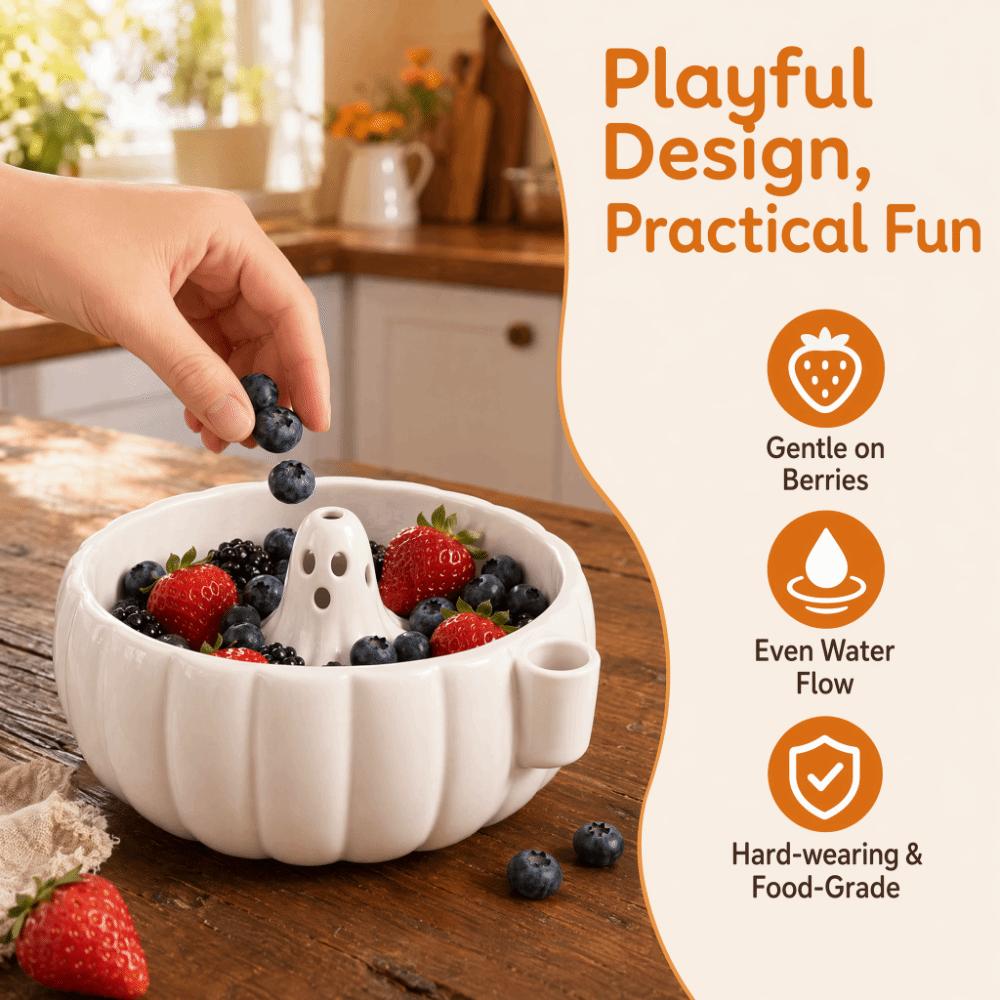 Large Capacity Halloween Pumpkin Berry Swirl Bowl 3D Printed Fruit Cleaning Bowl  Home Kitchen