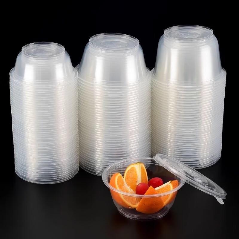 ShengBilai Disposable Transparent Round Plastic Bowls with Lids