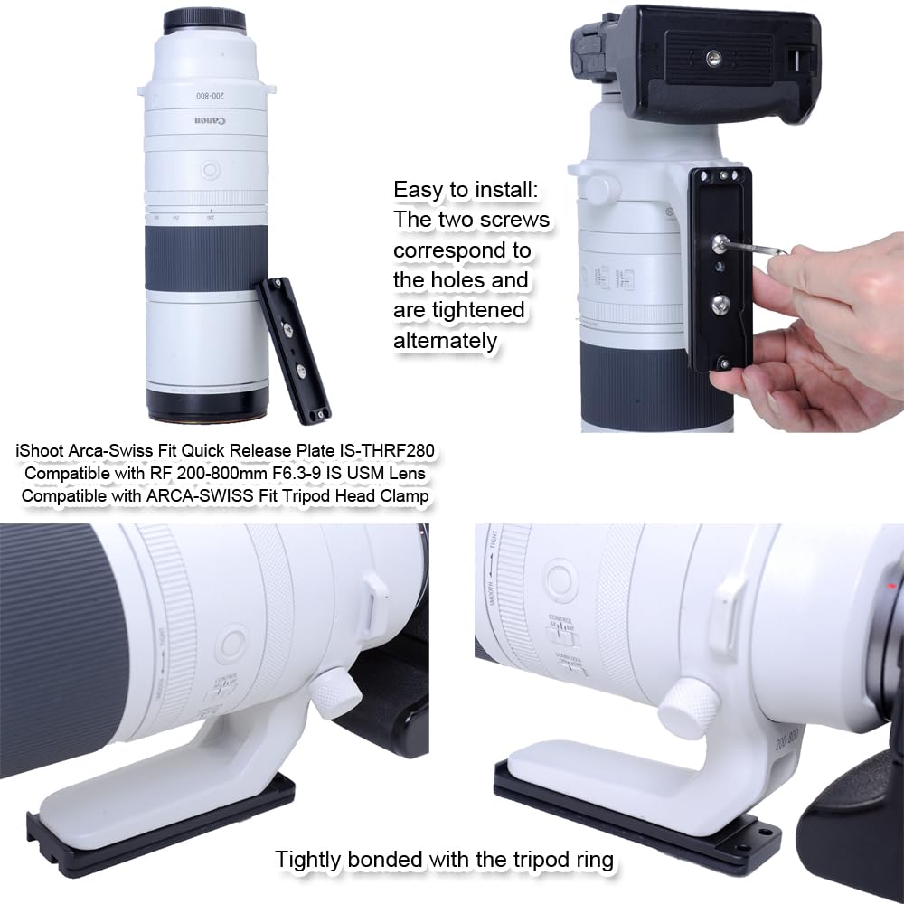 iShoot CNC Metal Fit Camera Quick Release Compatible with Canon RF IS USM Lens Support Lens Bracket Tripod Camera Ring Tripod and Fit Tripod Head