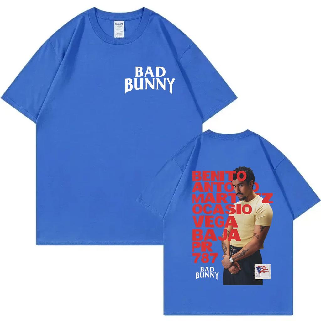 Rapper Bad Bunny Merch T Shirt Fashion Hip Hop Vintage Short Sleeve Tshirts Men Women Clothing Casual Cotton Tshirt Streetwear