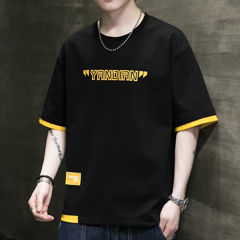 JIAOXIU Men s Trendy Loose Fit Half-Sleeve T-Shirt M