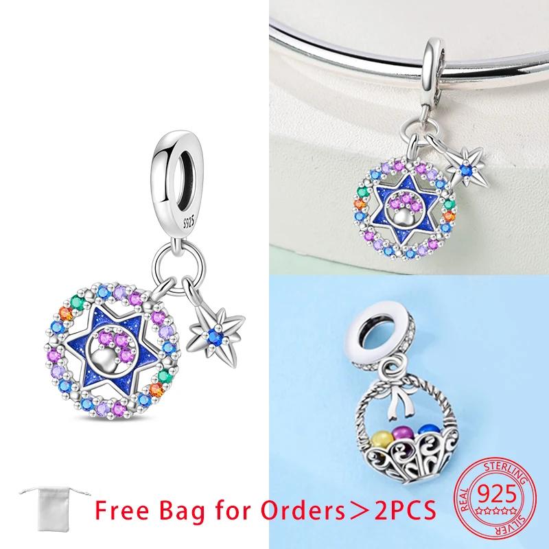 Colorful Zircon Charms Angel Cross Awn Star Beads Original Copper Pendant Fit Diy Diy Bracelet Jewelry Gift For Women