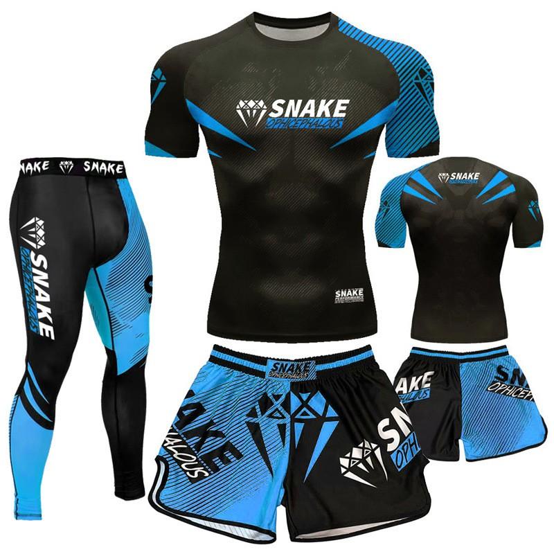 Mens Quick Dry UFC Boxing Muay Thai Cycling Jersey Set Breathable Compression Shorts Suit