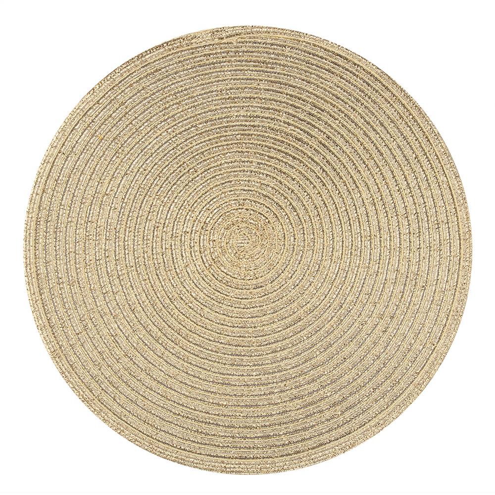 6PCS Braided Beige Round Place Mats for Kitchen Dining Table Runner Heat Insulation Non-Slip Washable Placemats Christmas Dinner