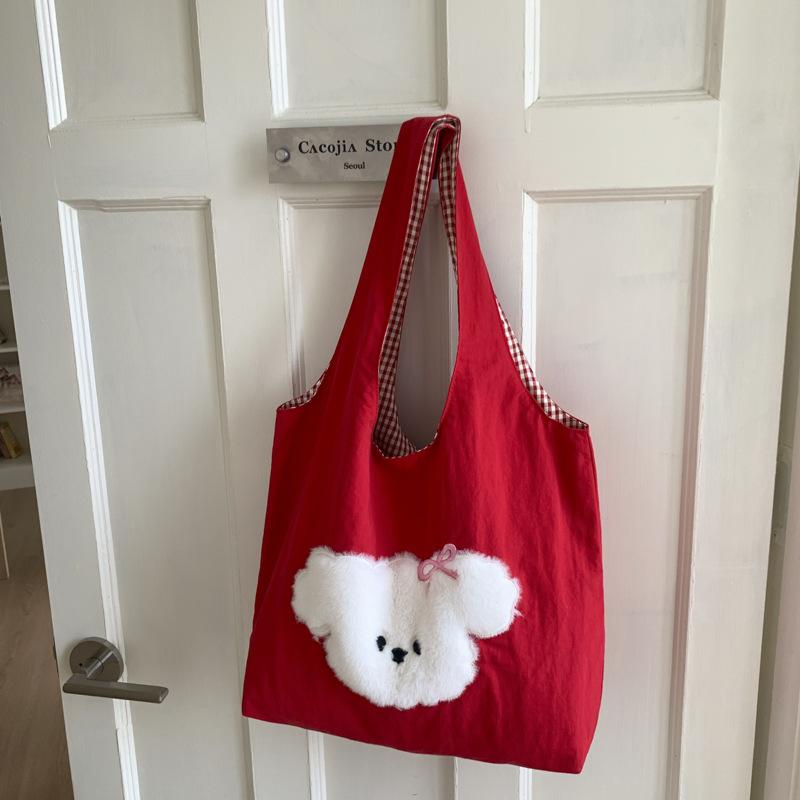 

2025 summer new fashionable cute bow puppy large-capacity bag commuting to work simple student bag червоний