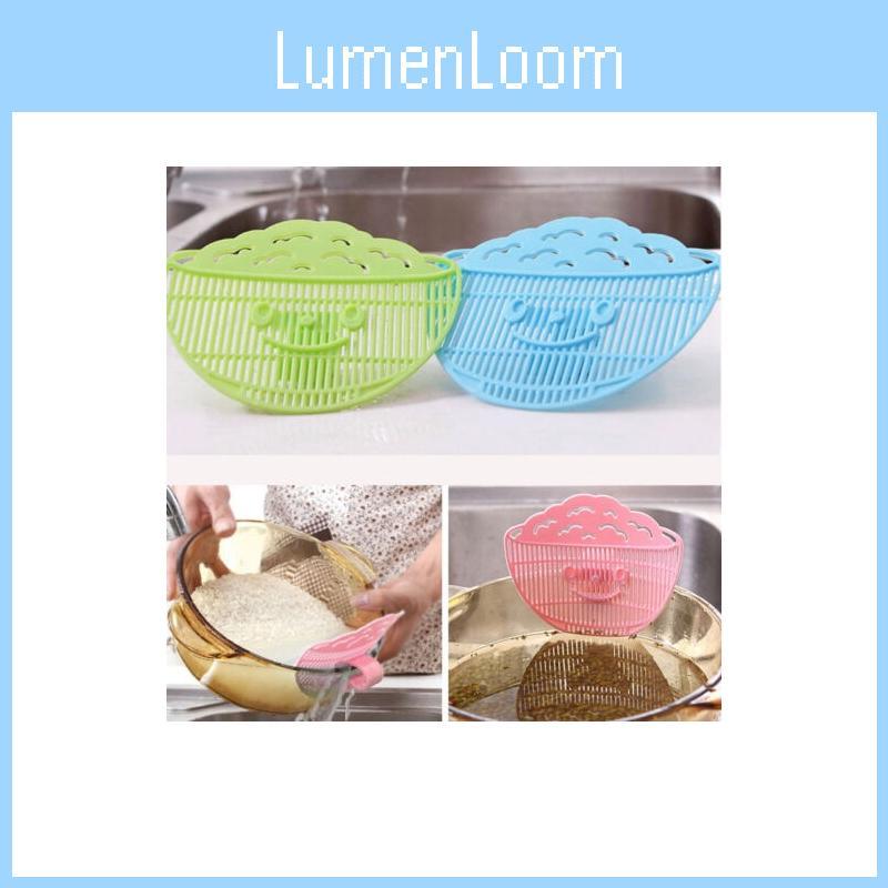Creative Smile Clip On Rice Washer With Water Drainer For Fruits Vegetables And Grain Filtering