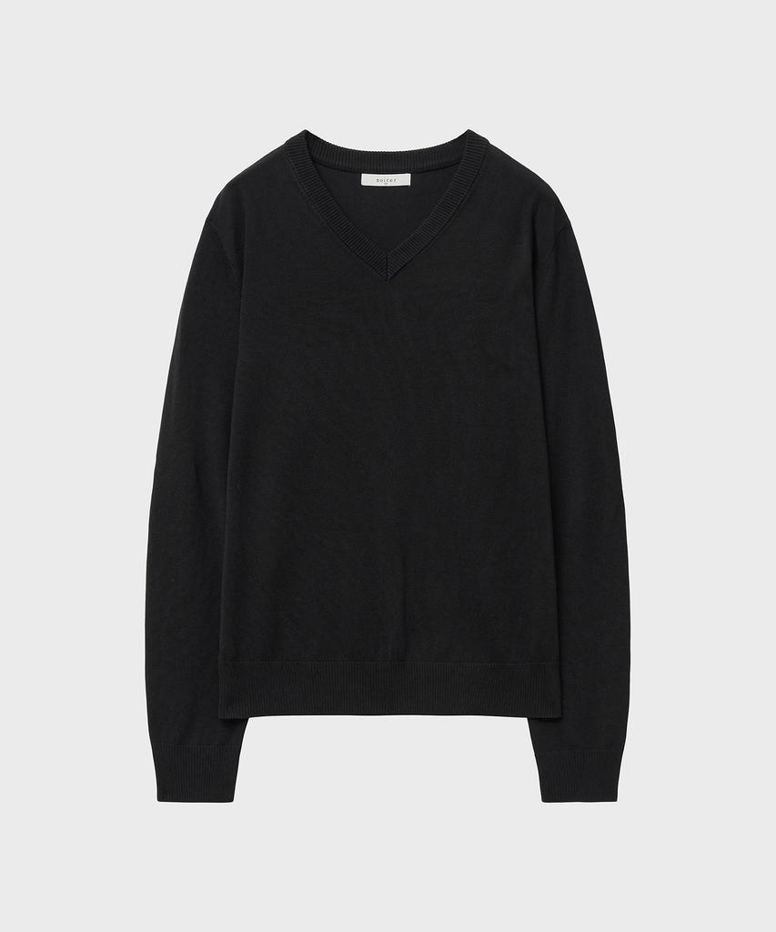 NOIRER Silky V-Neck Knit (Black)