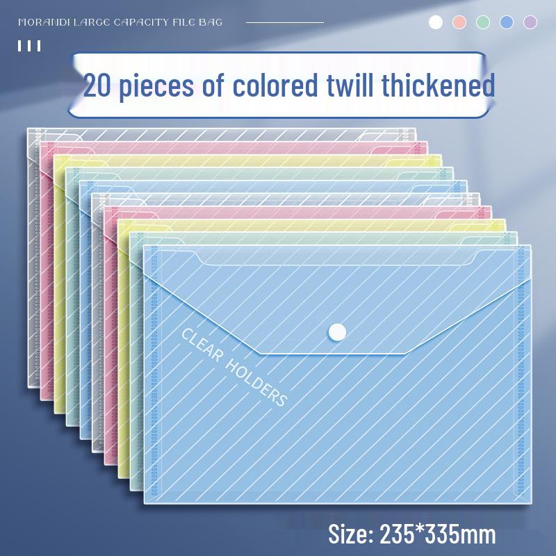 Transparent Large Capacity Snap Button File Bag for Students
