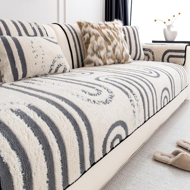 Thickened Sofa Cover for Autumn and Winter New Plush Anti Slip Warm Wear-resistant Breathable Seat Cushion Home Sofa Decoration