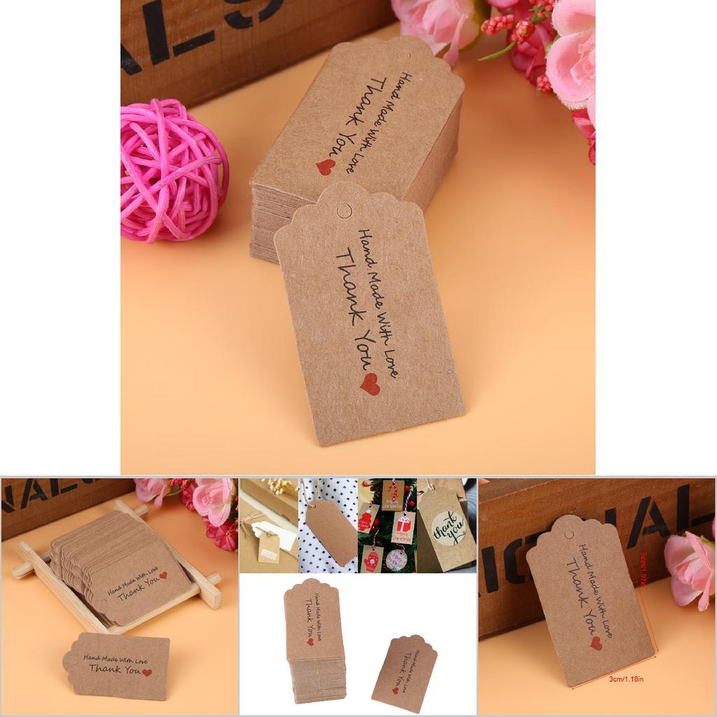 100pcs Brown Handmade Hang Label Wedding Favor Gift Dessert Tags Clothing Jewelry Price Tag #3