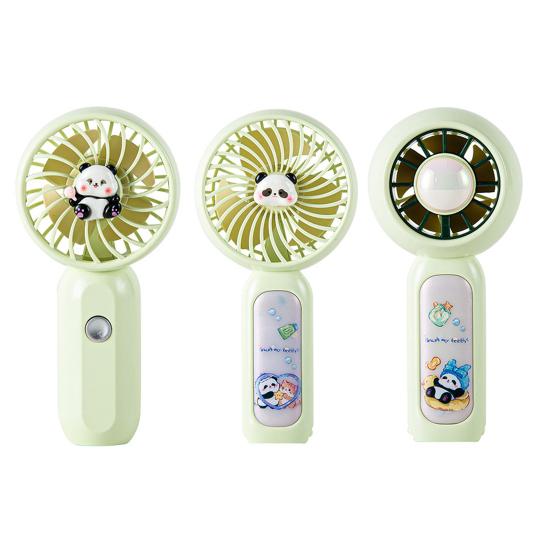 Handheld Fan Cartoon Panda Design Mini Portable USB Rechargeable Fan with Hanging Buckle Lightweight Quiet Motor Multiple Wind Speeds Cooling Fan