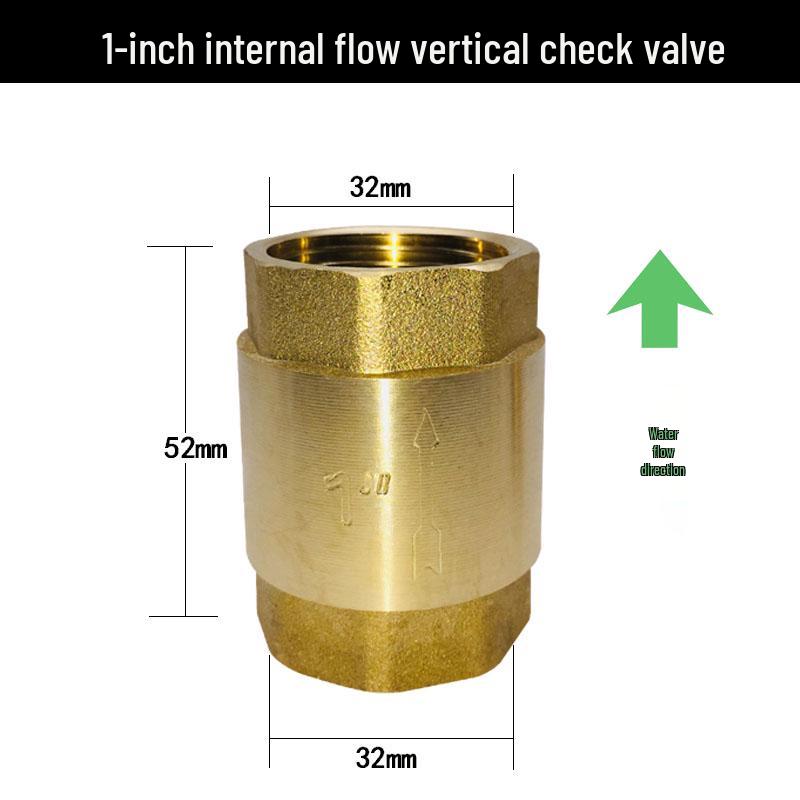 Brass Vertical Check Valve, Water Pipe Backflow Preventer, 1 Inch, Male/Female Thread, Unidirectional Valve.