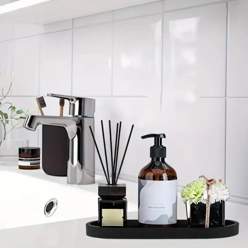 Modern Elliptical Vanity Tray Cosmetic Organizers Silicone Holder For Bathroom Accessories And Small Items