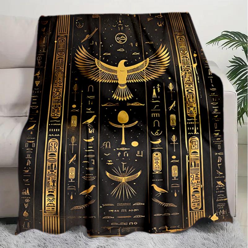 1PC Egyptian theme printed blanket, all season lightweight home office outdoor nap multifunctional blanket A2