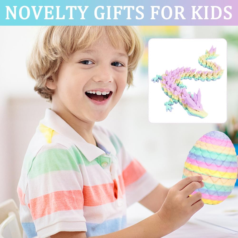 TEOXQPBJ 3D-gedrucktes Drachenei Ostern Mysteriöses Drachenspielzeug Realistische Bewegliche Drachenfiguren Flexible Gelenke Heimdekoration Schreibtischspielzeug Matt