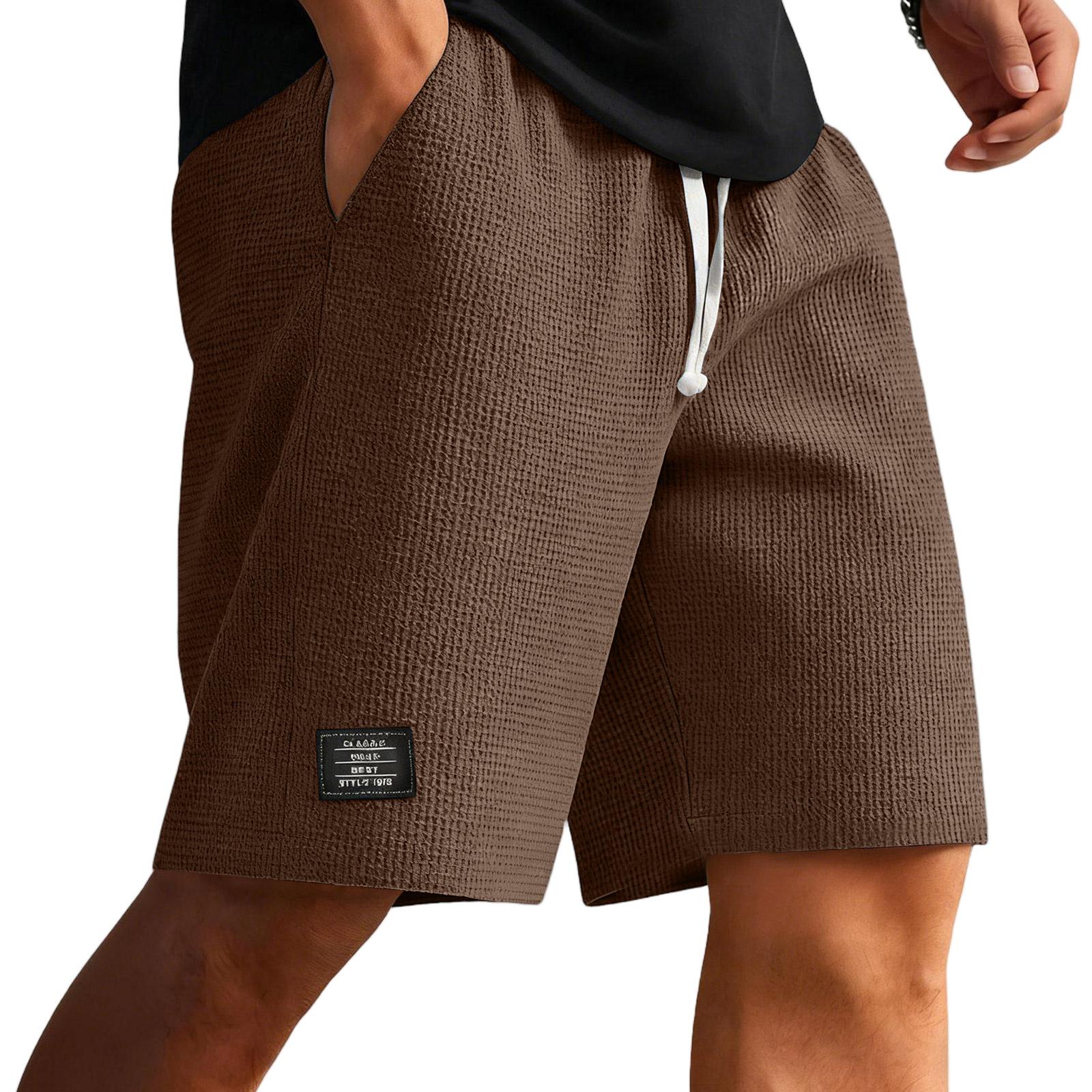 SuJu Casual Shorts voor Mannen Elastische Taille Trekkoord Strand Hardlopen Workout Korte Lichte Losse Zomer Shorts L bruin