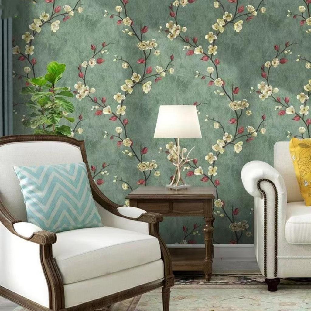 Floral Peel and Stick Wallpapers Green Self Adhesive Contact Paper Removable Waterproof Wallpaper For Bedroom Home Decoration